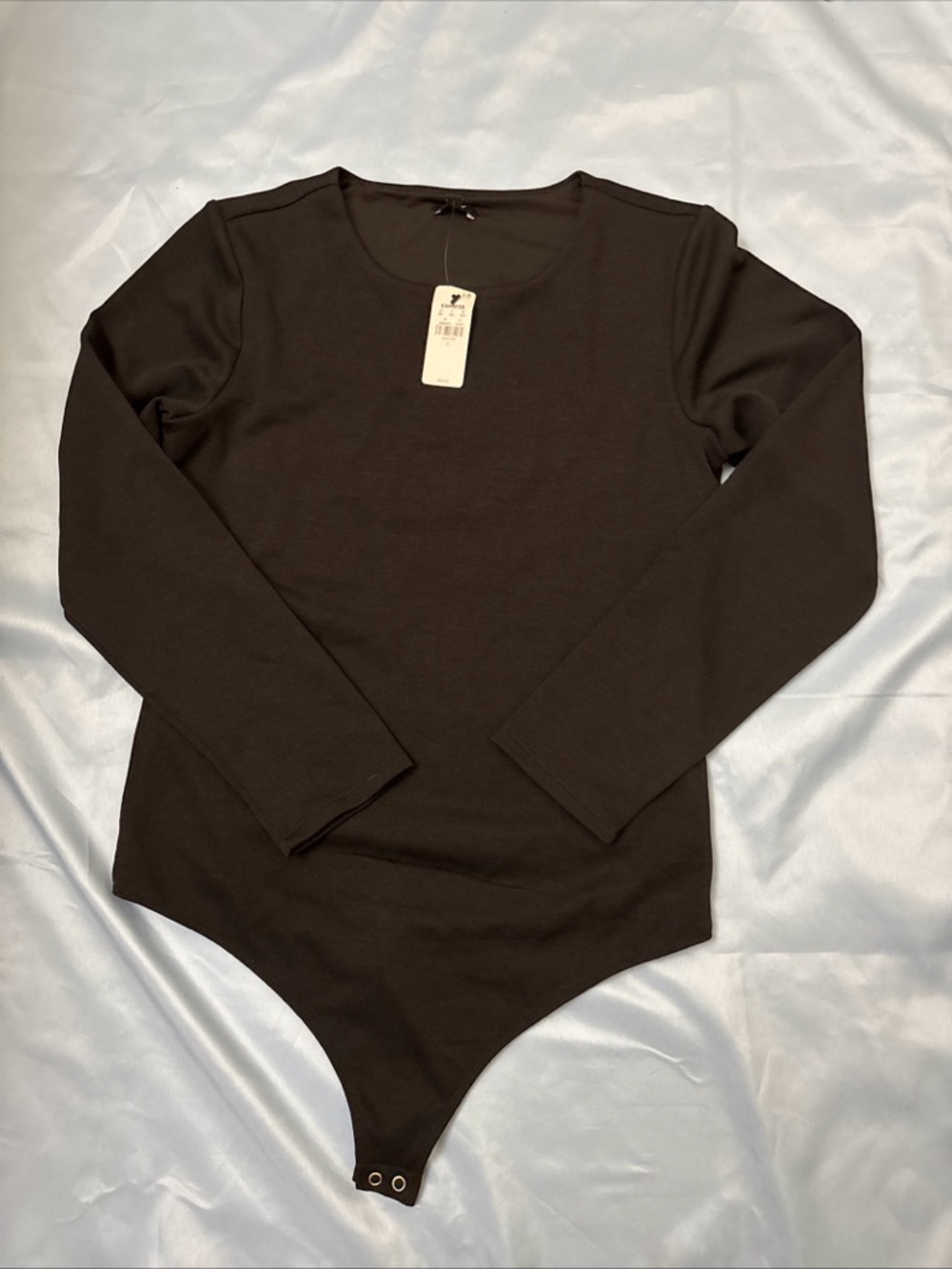 Express Body Contour Compression Thong Bodysuit Black Long Sleeve Size Large